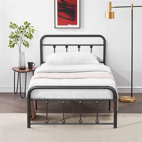 platform bed with metal headboard